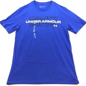 UNDER ARMOUR Men's Wordscript SS Loose Blue Short-Sleeve T-Shirt - NEW!